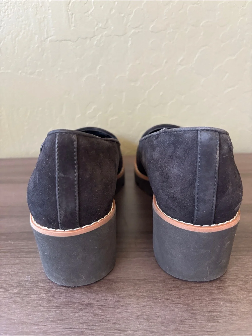 Vionic Black Suede Willa Wedge Platform Slip On Shoe Size 7.5